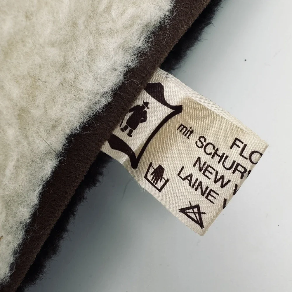 VTG New Wool Throw Pillow Sherpa‎ Schurwolle Laine Vierge Dalmatians Dogs Brown